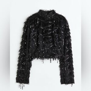 Black Sequin/Furry Top